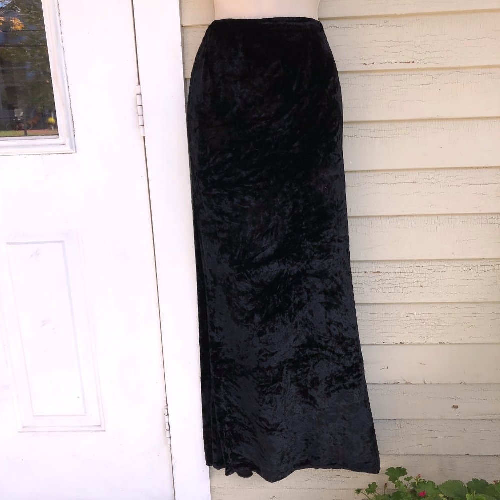 KATHRYN DIANOS black rayon silk velvet long skirt